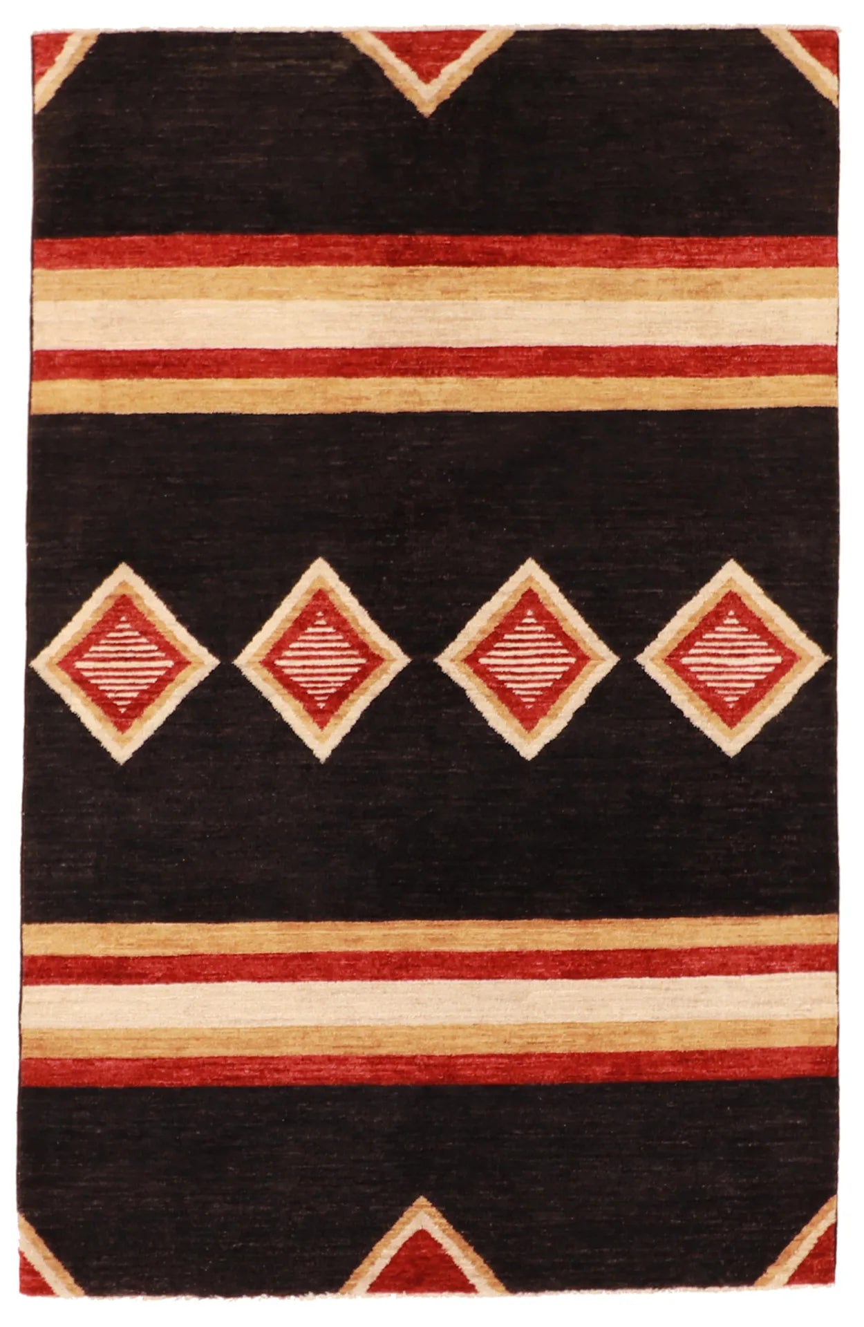 4 x 6.3 - Mountain Modern Wool Western Rectangle - Finest Hand-Knotted Quality Wool — 61332