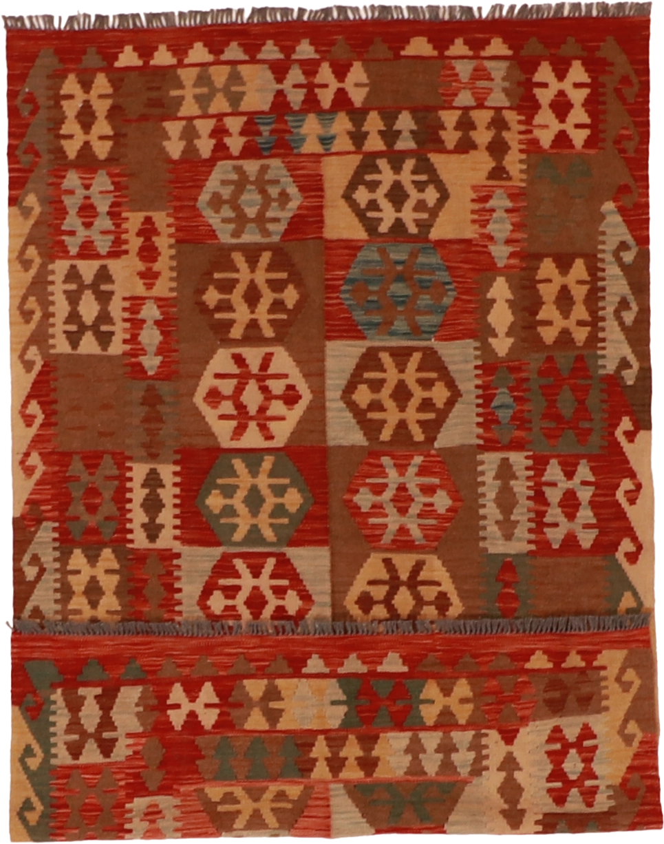 W 4 L 6.4 Kilim 100% Wool Hand-Woven All-Over Design - 61383