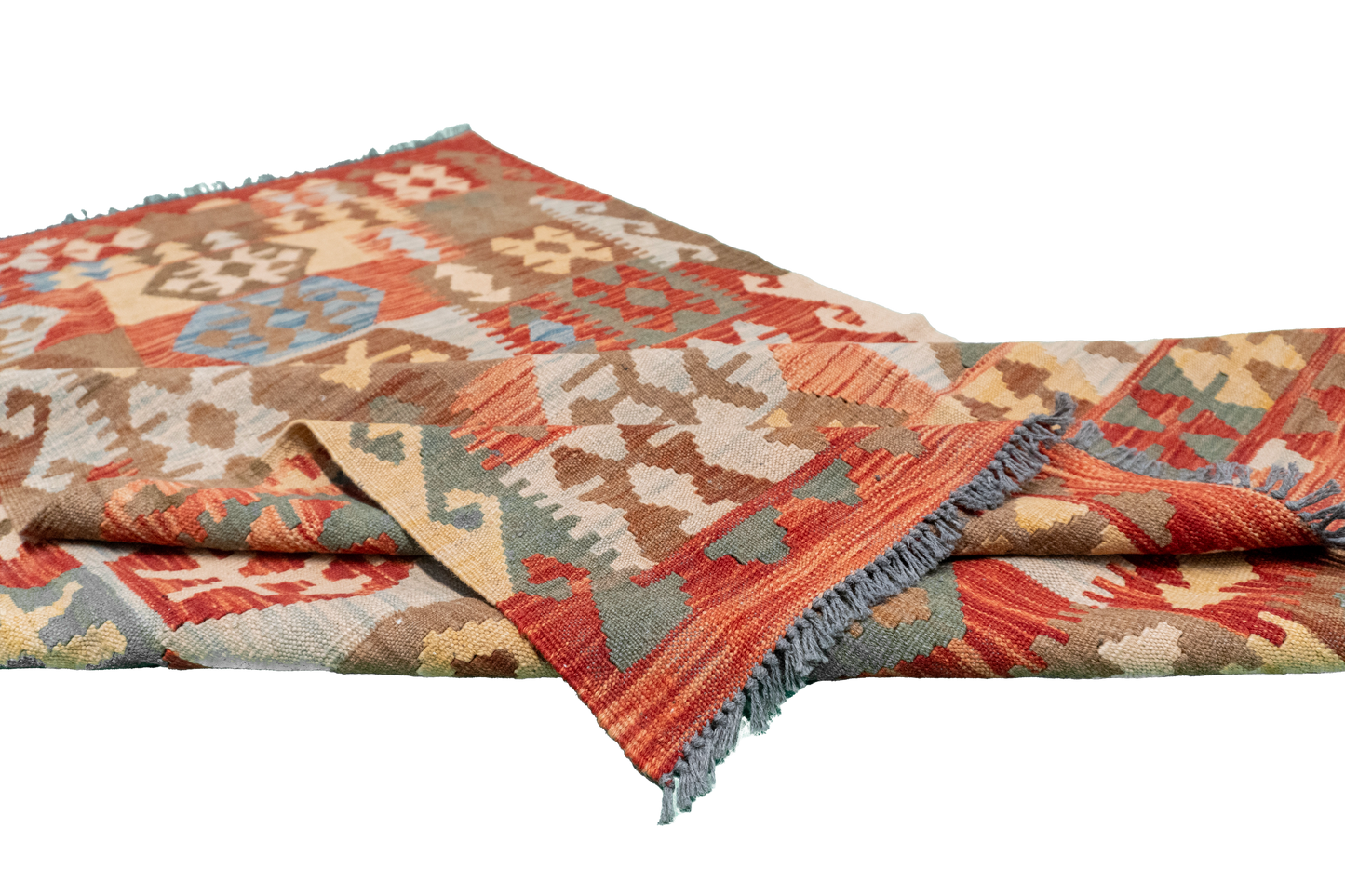 W 4 - L 6.4 - Kilim Fine/Wool All Over Rectangle - Finest Hand-Made Quality Wool - 61383