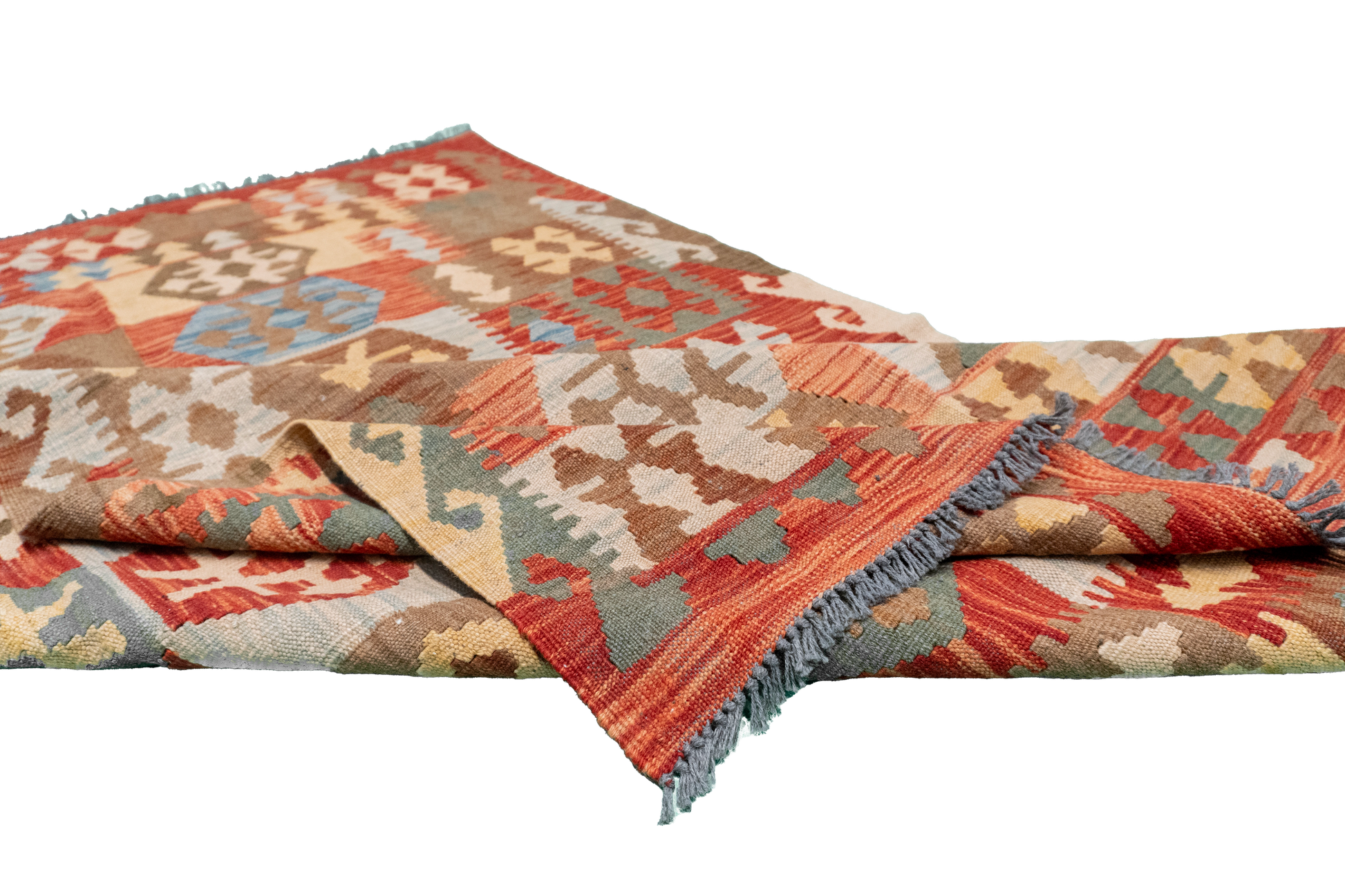 W 4 - L 6.4 - Kilim Fine/Wool All Over Rectangle - Finest Hand-Made Quality Wool - 61383