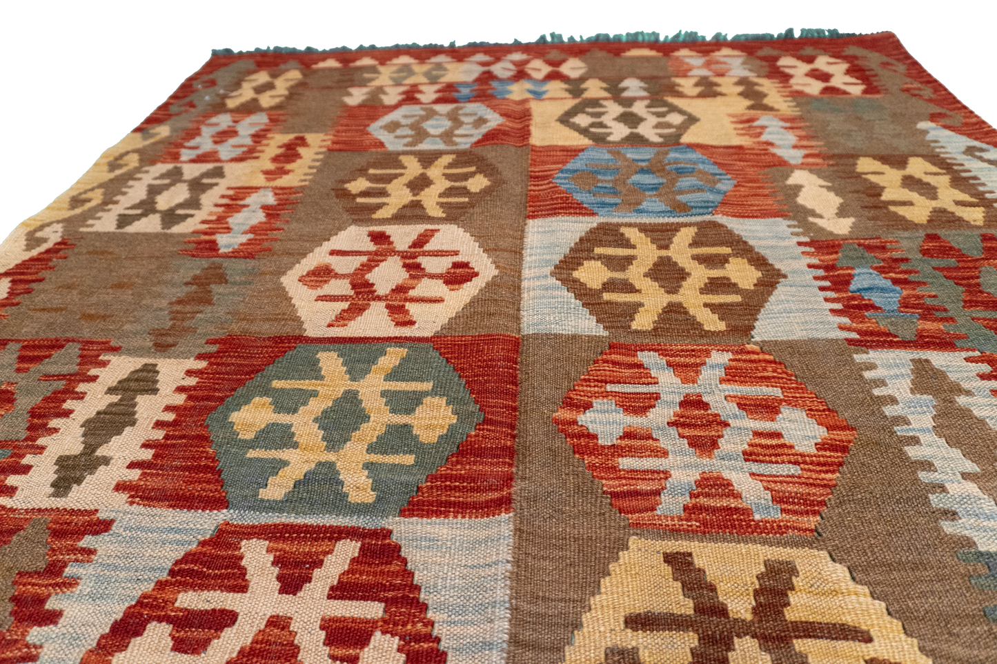 W 4 - L 6.4 - Kilim Fine/Wool All Over Rectangle - Finest Hand-Made Quality Wool - 61383