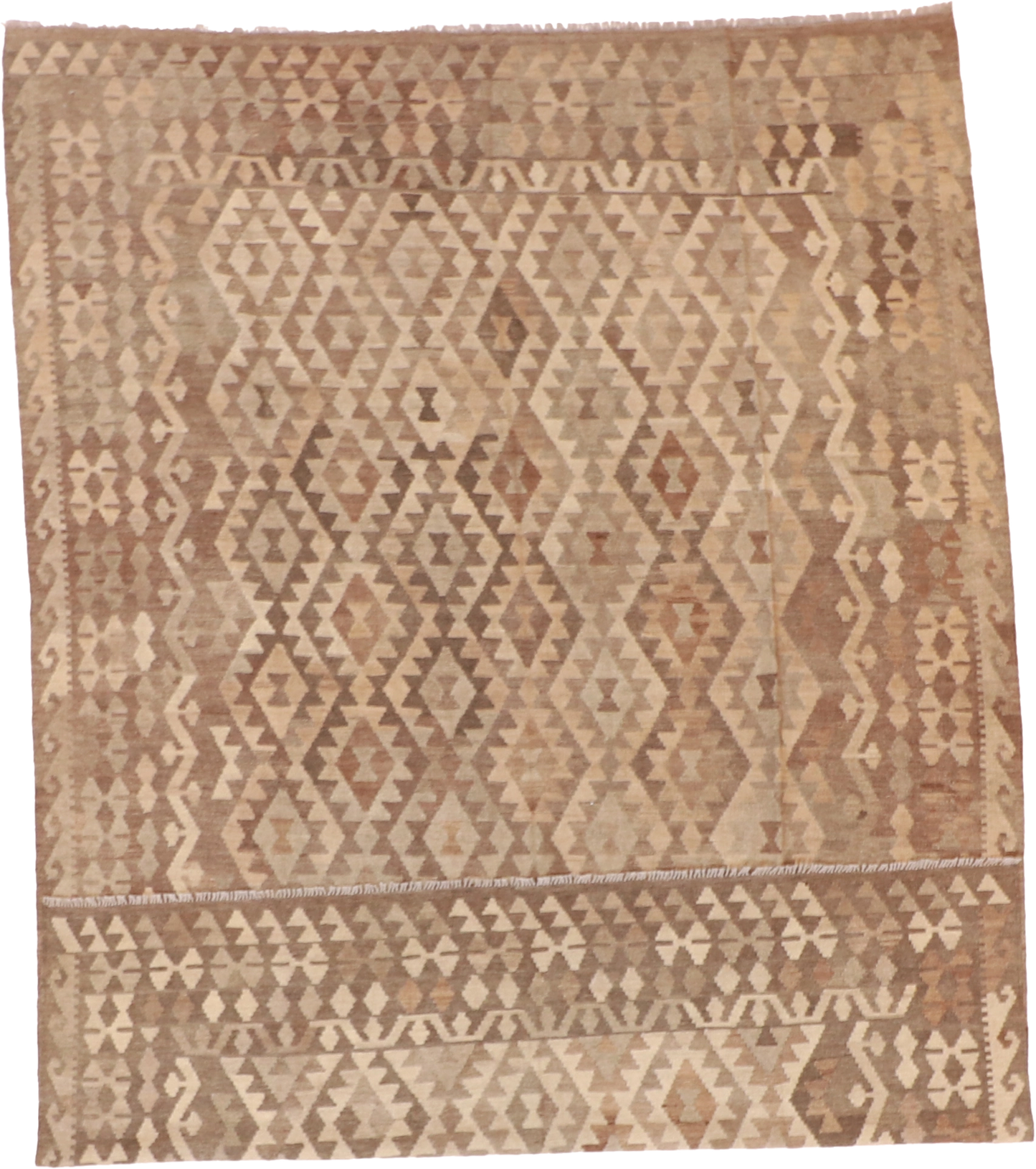 W 7 L 9.10 Kilim 100% Wool Hand-Woven All-Over Design - 61396