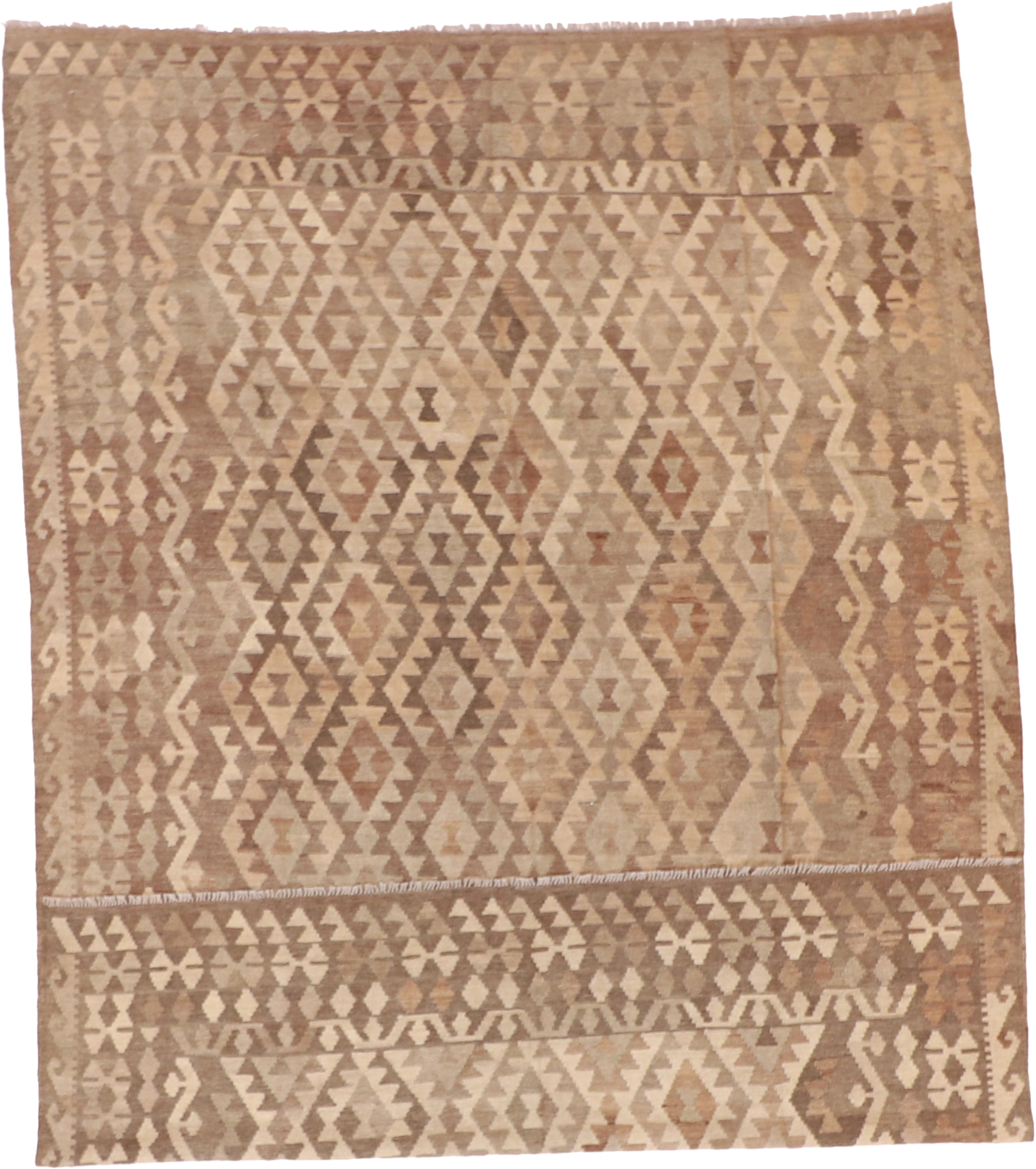 W 7 L 9.10 Kilim 100% Wool Hand-Woven All-Over Design - 61396