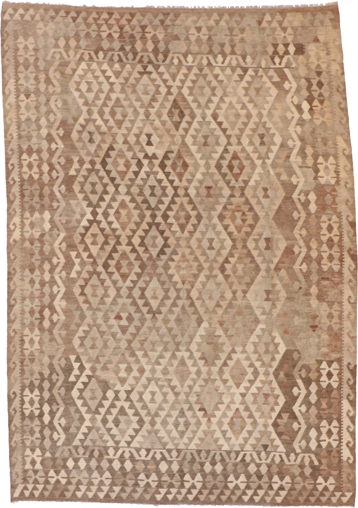 W 7 L 9.10 Kilim 100% Wool Hand-Woven All-Over Design - 61396