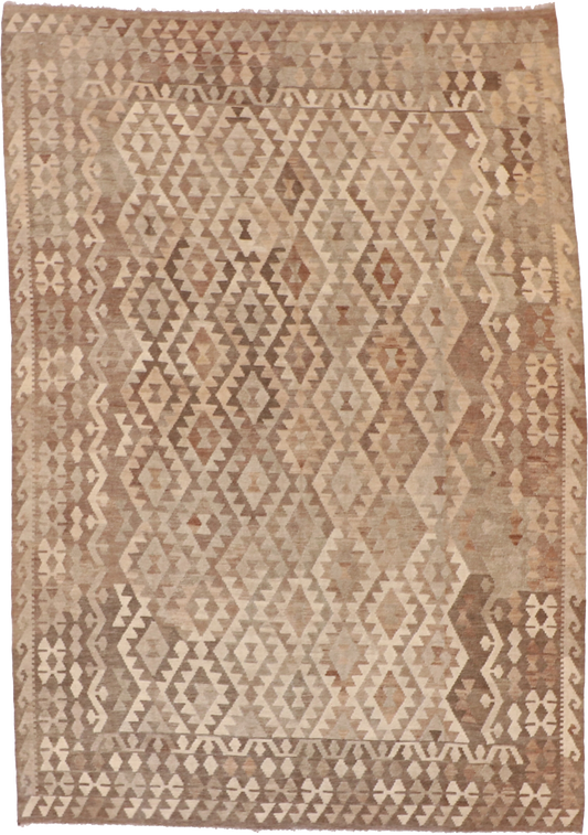 W 7 L 9.10 Kilim 100% Wool Hand-Woven All-Over Design - 61396