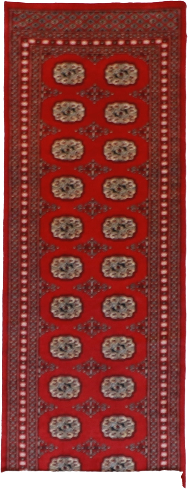 W 2.6 L 10.1 Bokhara Runner 100% Wool Hand-Woven All-Over Design - 61398