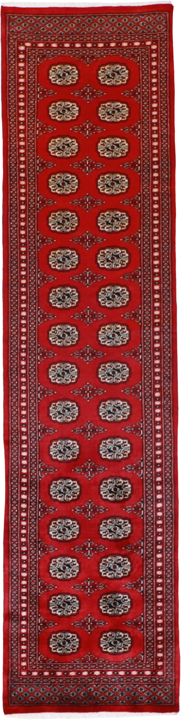 W 2.6 L 10.1 Bokhara Runner 100% Wool Hand-Woven All-Over Design - 61398