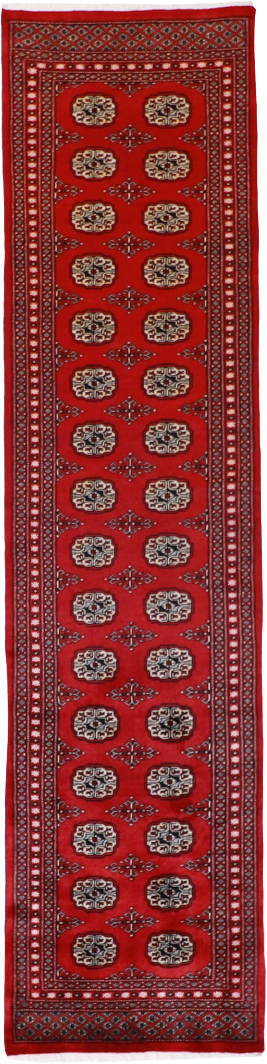 W 2.6 L 10.1 Bokhara Runner 100% Wool Hand-Woven All-Over Design - 61398