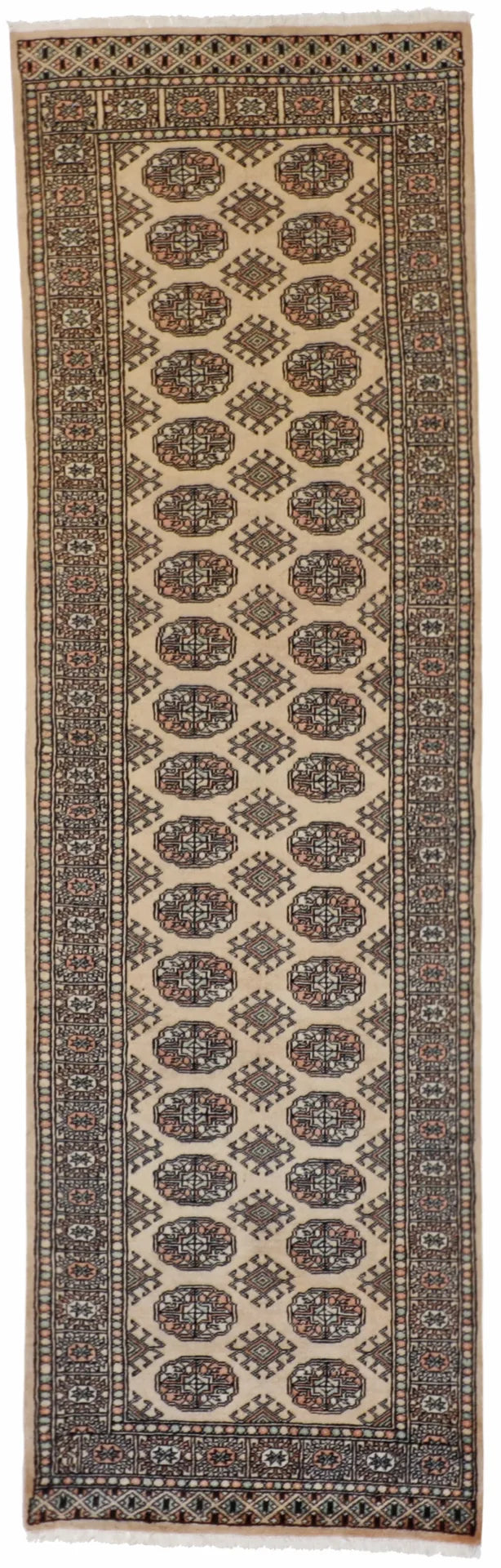 W 2.6 L 8.3 Bokhara Runner 100% Wool Handmade All Over Design - 61399