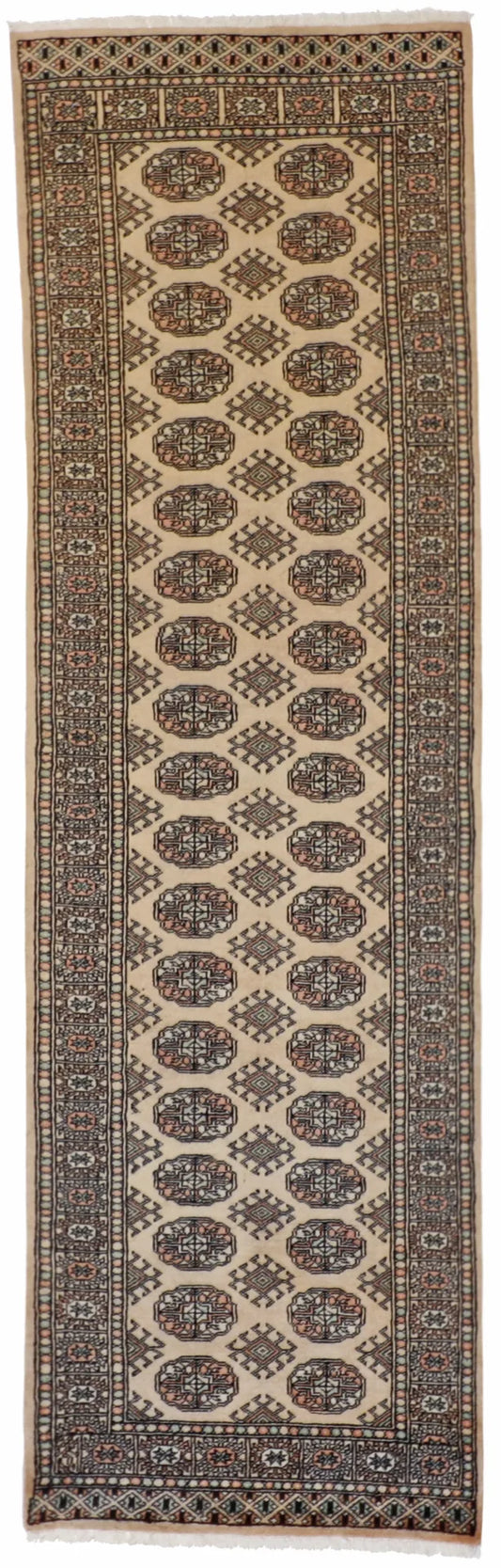 W 2.6 L 8.3 Bokhara Runner 100% Wool Handmade All Over Design - 61399