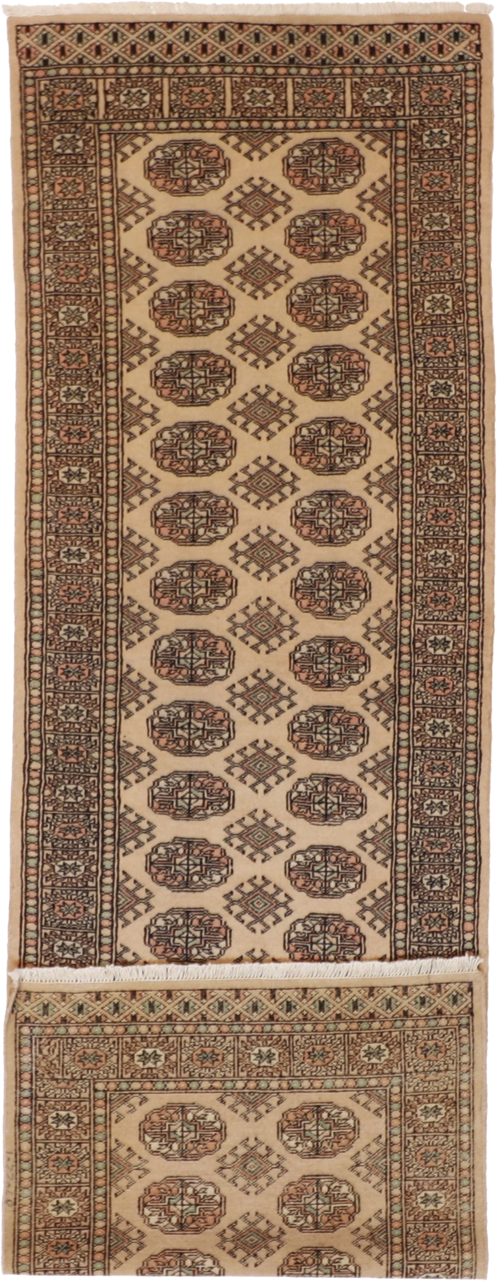 W 2.6 L 8.3 Bokhara Runner 100% Wool Hand-Woven All-Over Design - 61399