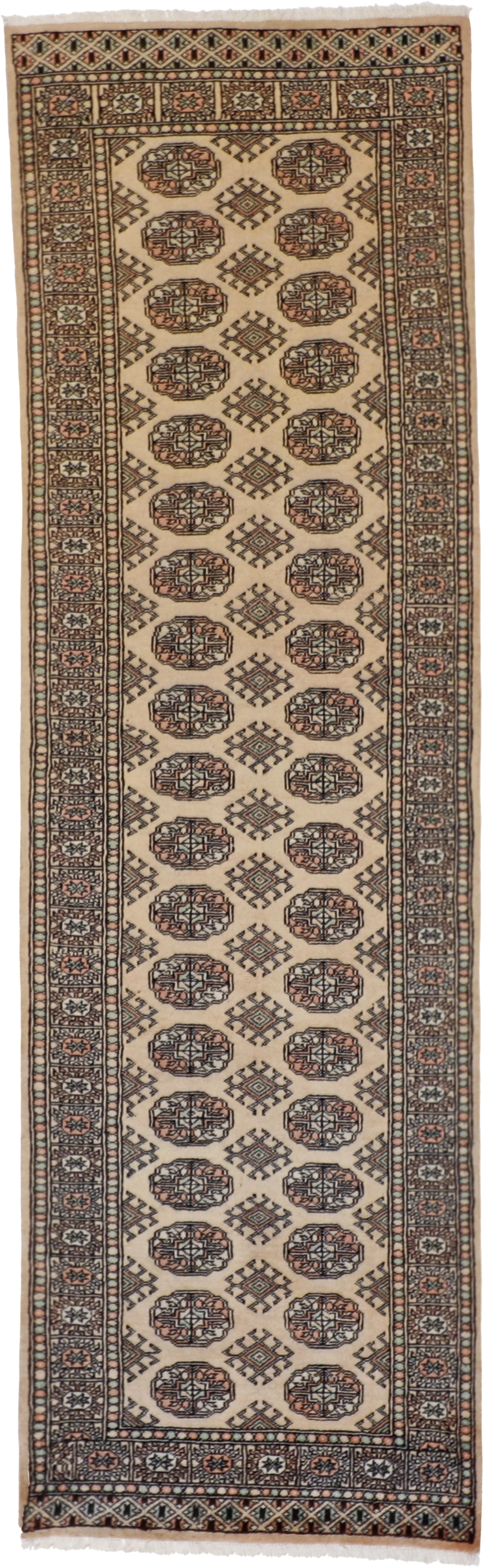 W 2.6 L 8.3 Bokhara Runner 100% Wool Hand-Woven All-Over Design - 61399