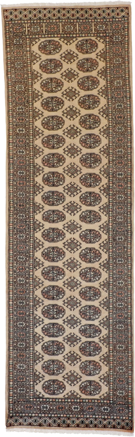 W 2.6 L 8.3 Bokhara Runner 100% Wool Hand-Woven All-Over Design - 61399