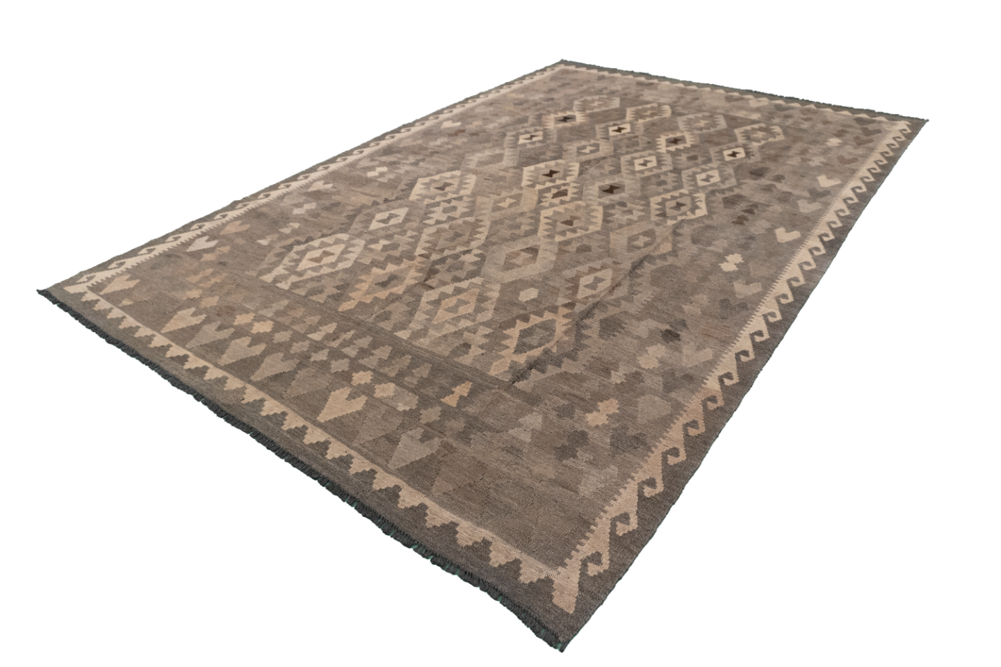 W 6.6 - L 9.9 - Kilim Fine/Wool All Over Rectangle - Finest Hand-Made Quality Wool - 61407