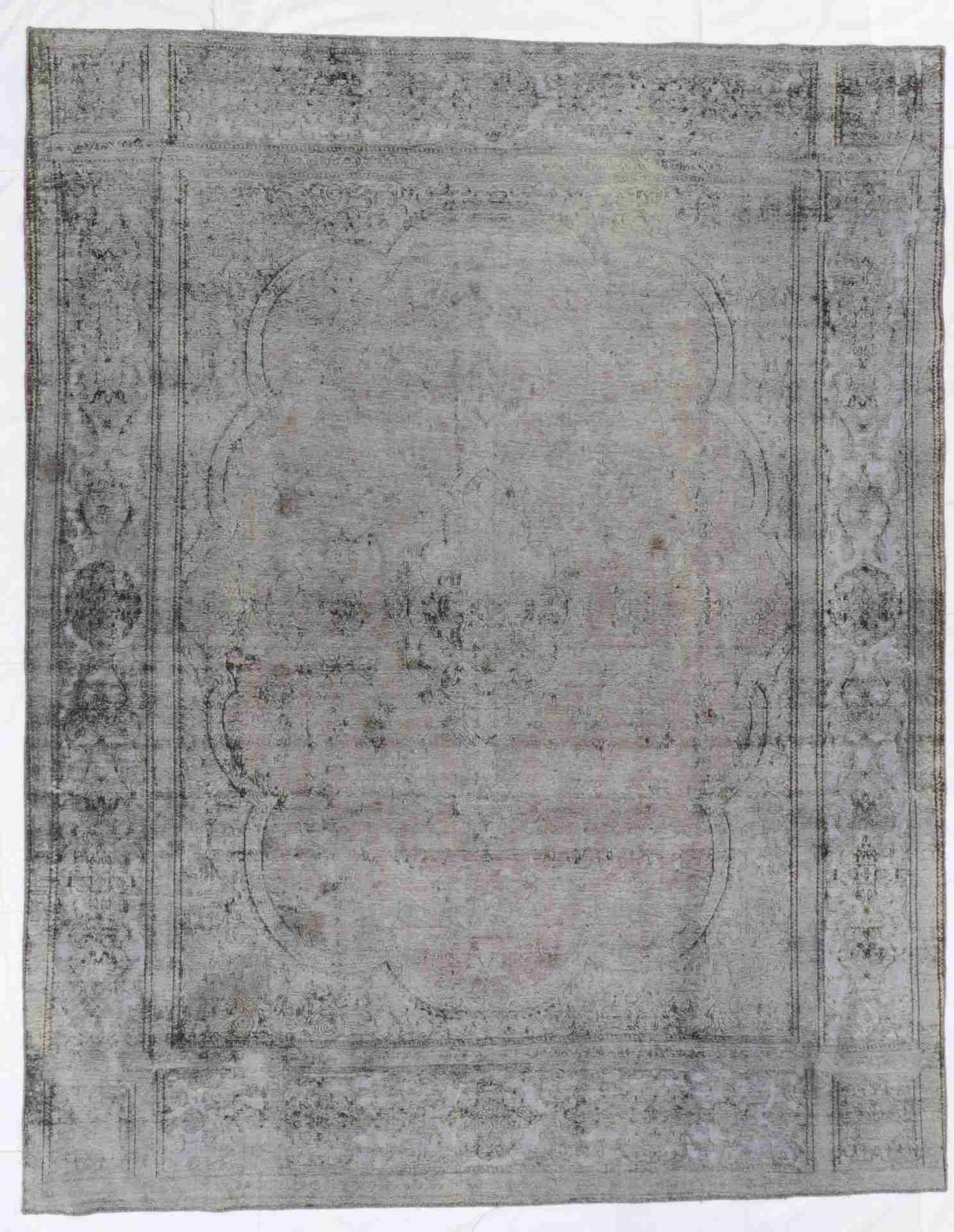 W 9.5 - L 11.9 - Transitional Wool Vintage Rectangle - Hand Woven Rug - 61454