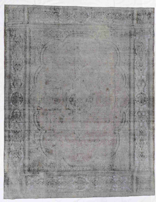 W 9.5 - L 11.9 - Transitional Wool Vintage Rectangle - Hand Woven Rug - 61454