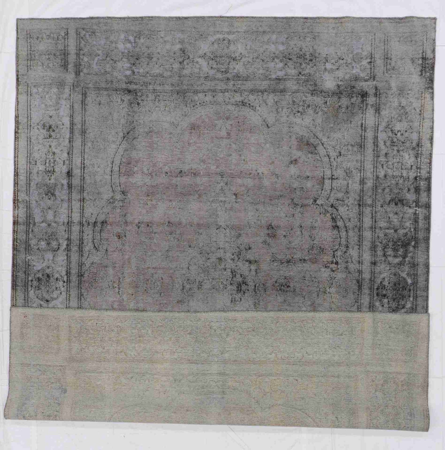 W 9.5 - L 11.9 - Transitional Wool Vintage Rectangle - Hand Woven Rug - 61454