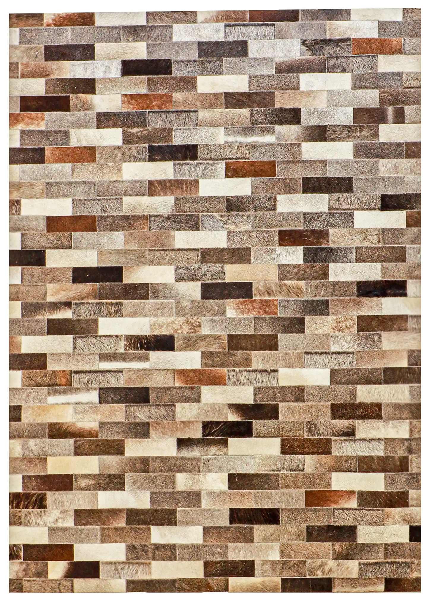 W 5 - L 7 - Cowhide Leather Contemporary Rectangle - Finest Hand-Knotted Quality Wool - 61572