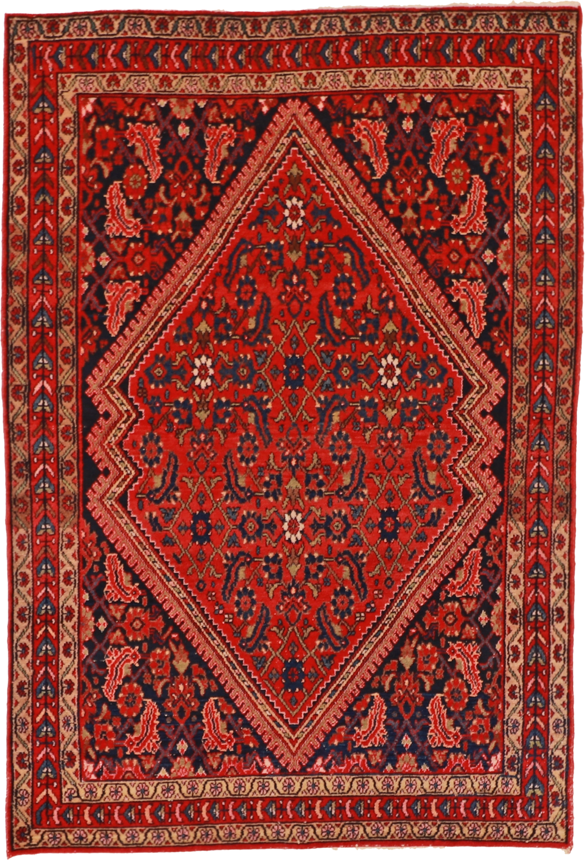 W 4.5 L 6.6 Hamadan 100% Wool Hand-Woven All-Over Design - 61575