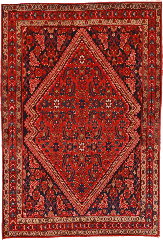 W 4.5 L 6.6 Hamadan 100% Wool Hand-Woven All-Over Design - 61575