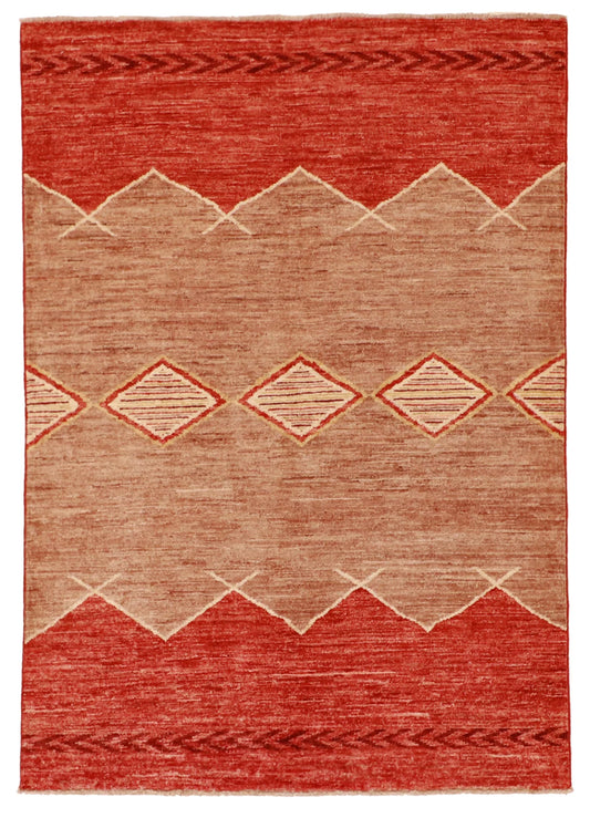 4 x 5.10 - Mountain Modern Wool Western Rectangle - Finest Hand-Knotted Quality Wool — 61587