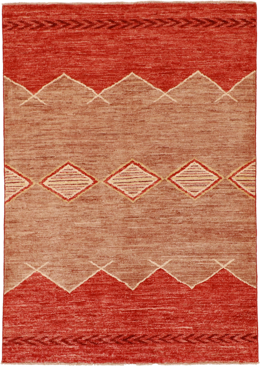 W 4 L 5.10 Mountain Modern 100% Wool Hand-Woven All-Over Design - 61587