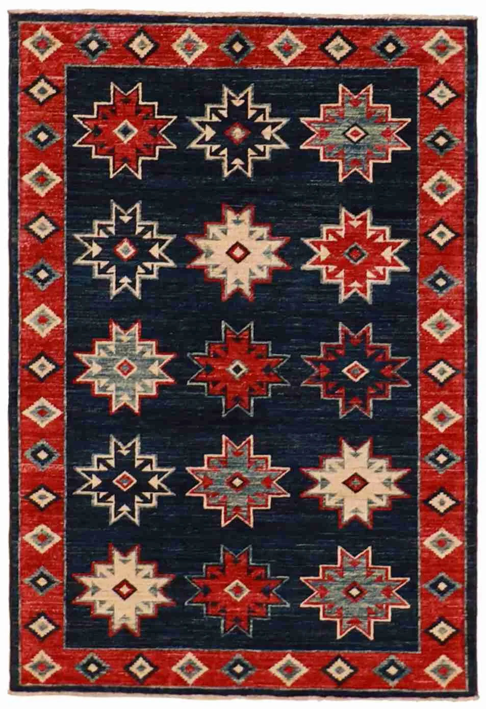 4 x 5.9 - Mountain Modern Wool Western Rectangle - Finest Hand-Knotted Quality Wool — 61589