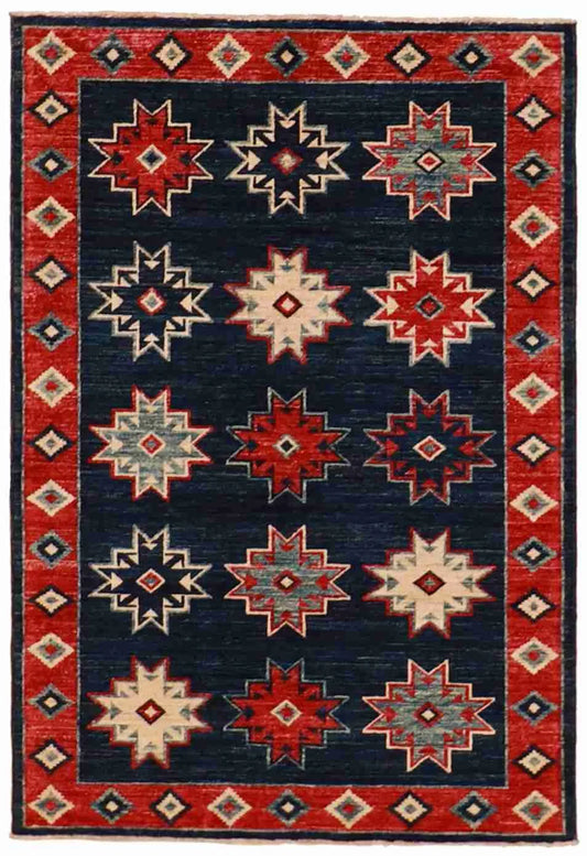 4 x 5.9 - Mountain Modern Wool Western Rectangle - Finest Hand-Knotted Quality Wool — 61589