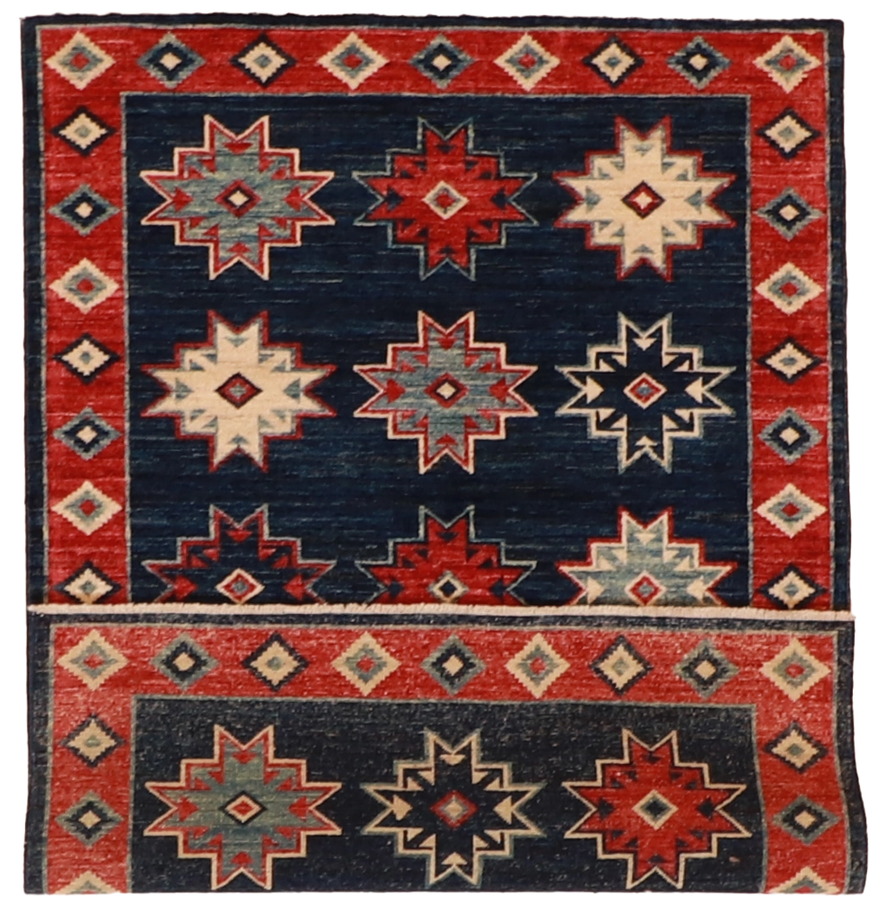 W 4 L 5.9 Mountain Modern 100% Wool Hand-Woven Geometric Design - 61589