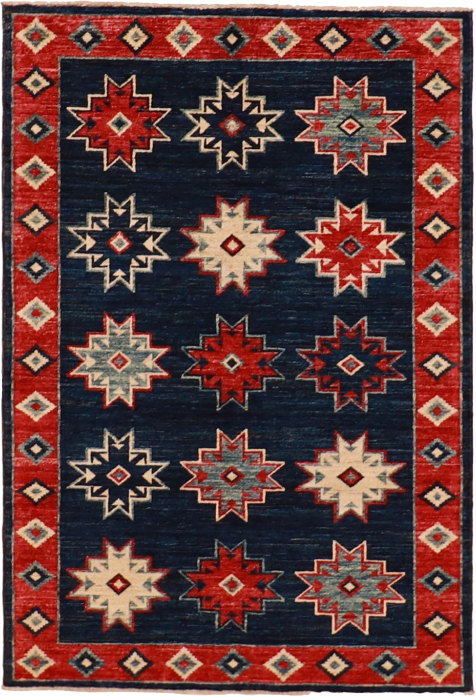 W 4 L 5.9 Mountain Modern 100% Wool Hand-Woven Geometric Design - 61589