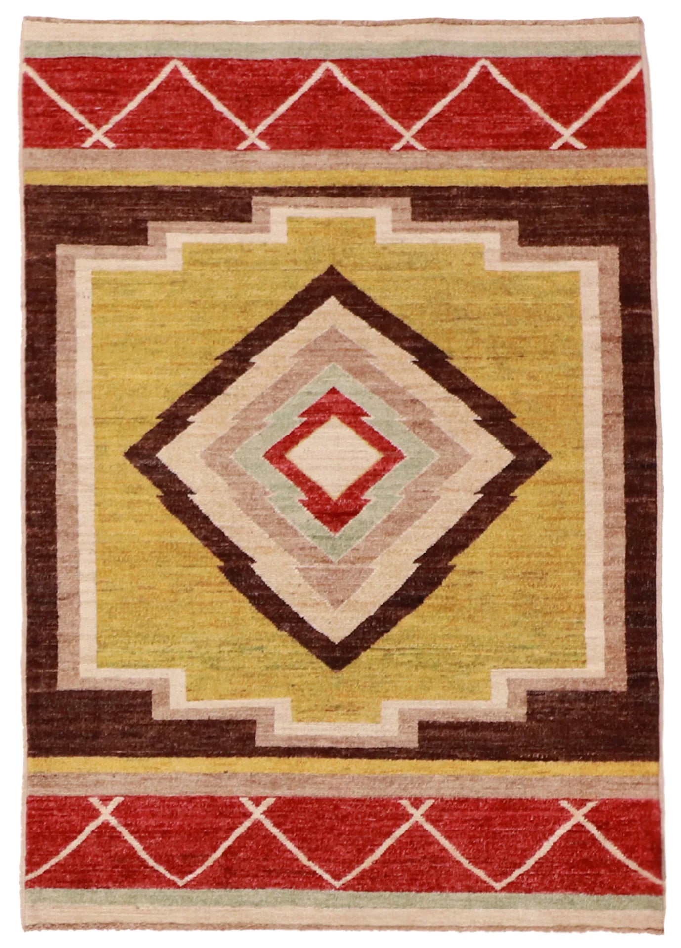 3.6 x 5 - Mountain Modern Wool All Over Rectangle - Finest Hand-Knotted Quality Wool — 61590