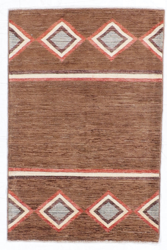 W 3.3 L 4.11 Mountain Modern 100% Wool Hand-Woven Geometric Design - 61596