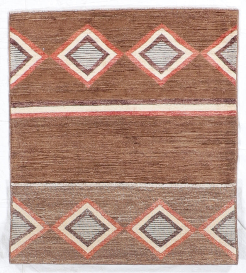 W 3.3 L 4.11 Mountain Modern 100% Wool Hand-Woven Geometric Design - 61596