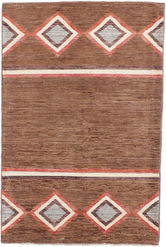 W 3.3 L 4.11 Mountain Modern 100% Wool Hand-Woven Geometric Design - 61596