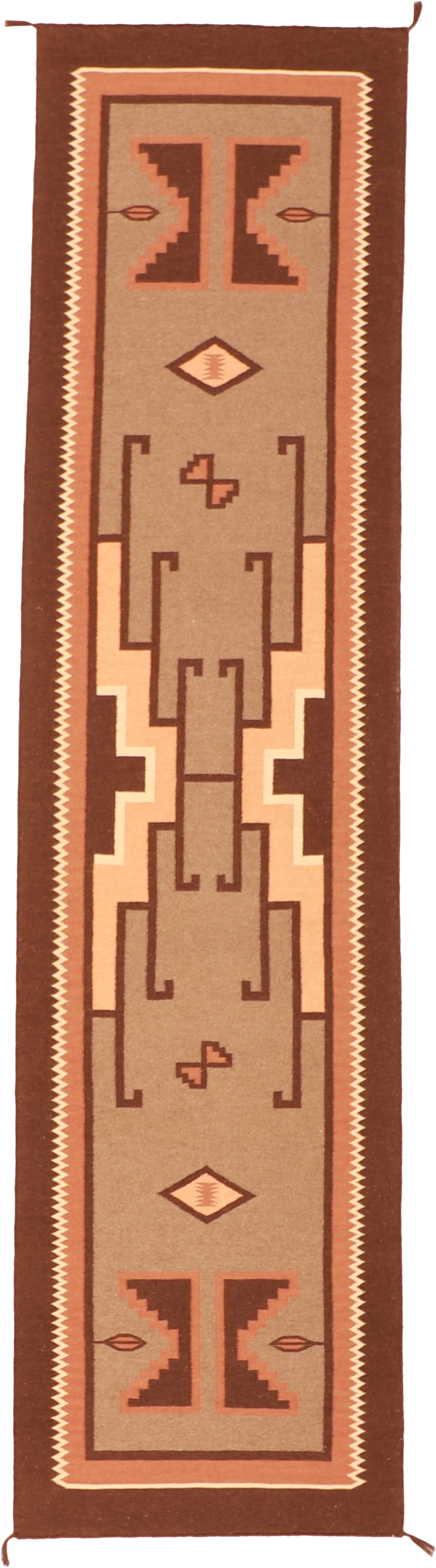 W 3 L 12 Mountain Modern Kilim Runner 100% Wool Hand-Woven All-Over Design - 61601