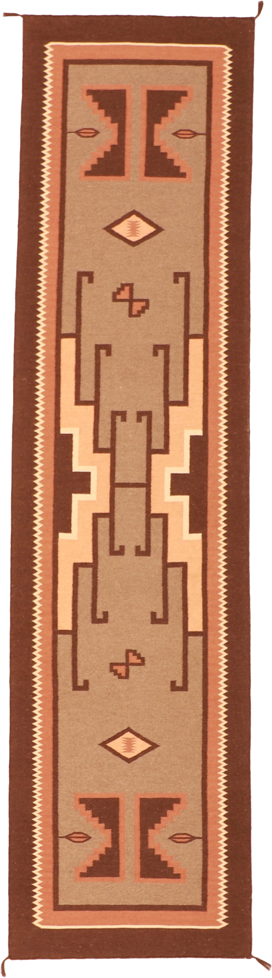 W 3 L 12 Mountain Modern Kilim Runner 100% Wool Hand-Woven All-Over Design - 61601