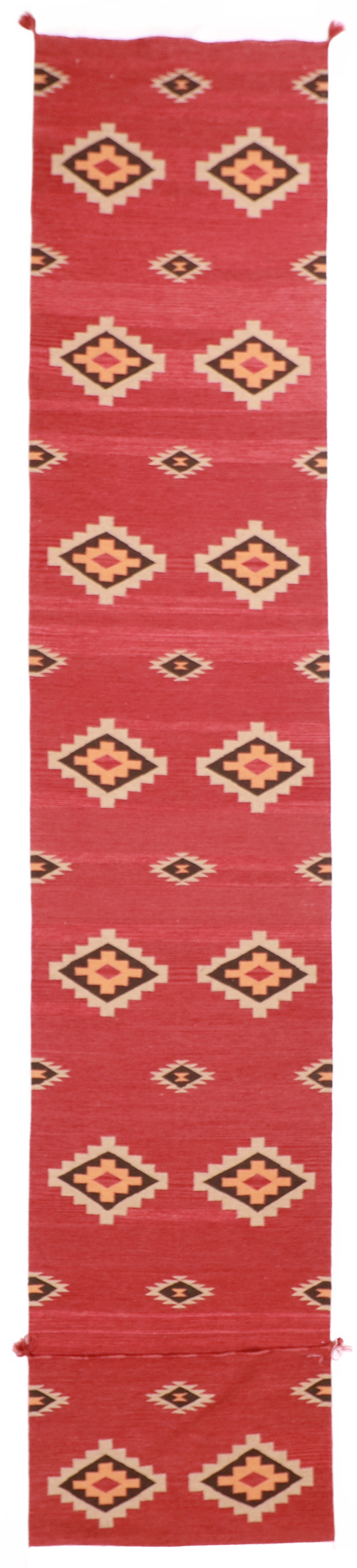 W 3.2 L 18.1 Mountain Modern Kilim Runner 100% Wool Hand-Woven Geometric Design - 61602