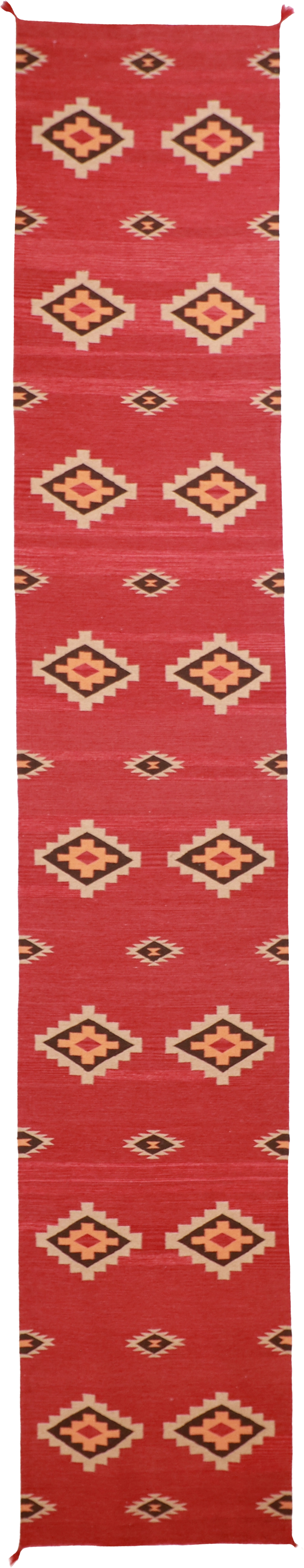 W 3.2 L 18.1 Mountain Modern Kilim Runner 100% Wool Hand-Woven Geometric Design - 61602