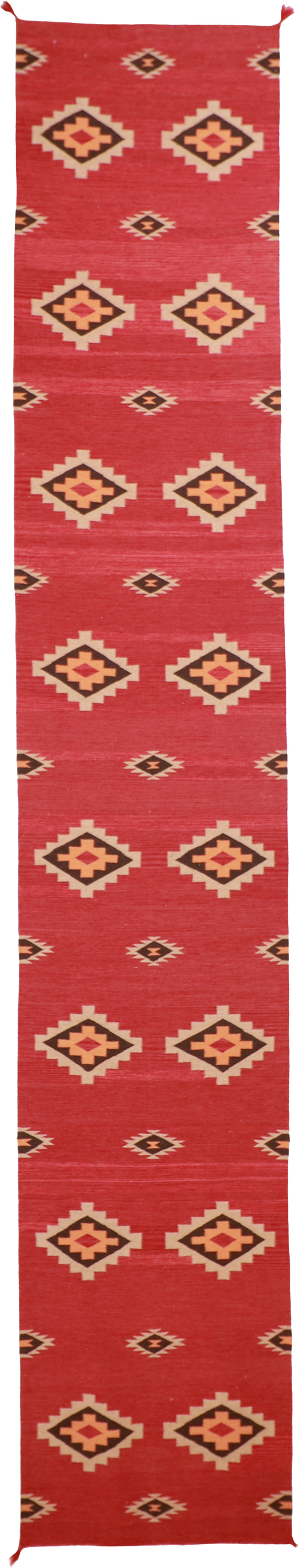 W 3.2 L 18.1 Mountain Modern Kilim Runner 100% Wool Hand-Woven Geometric Design - 61602