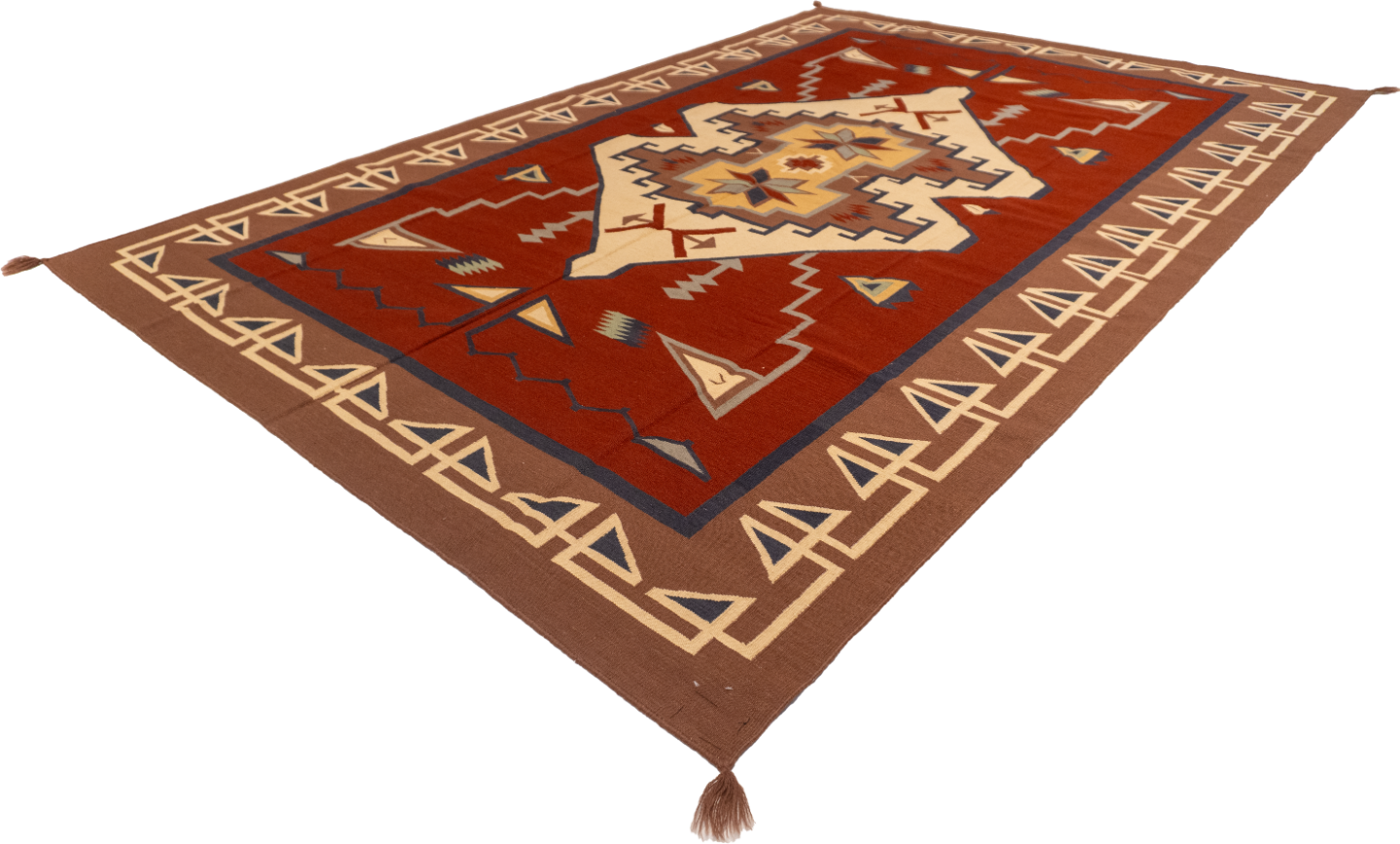 W 7.10 L 11.11 Navajo 100% Wool Hand-Woven All-Over Design - 61638