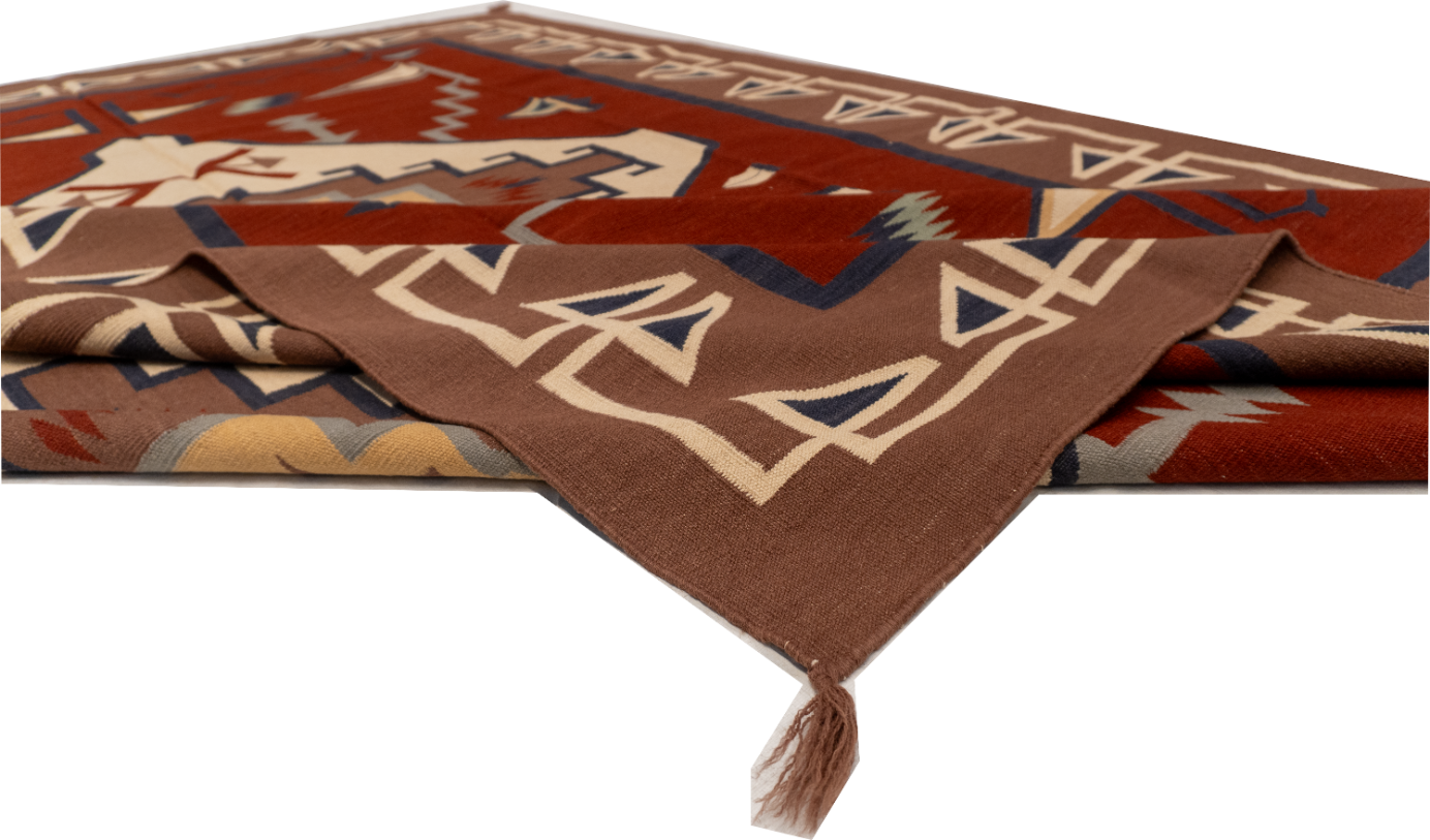 W 7.10 L 11.11 Navajo 100% Wool Hand-Woven All-Over Design - 61638