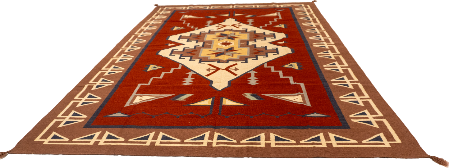 W 7.10 L 11.11 Navajo 100% Wool Hand-Woven All-Over Design - 61638