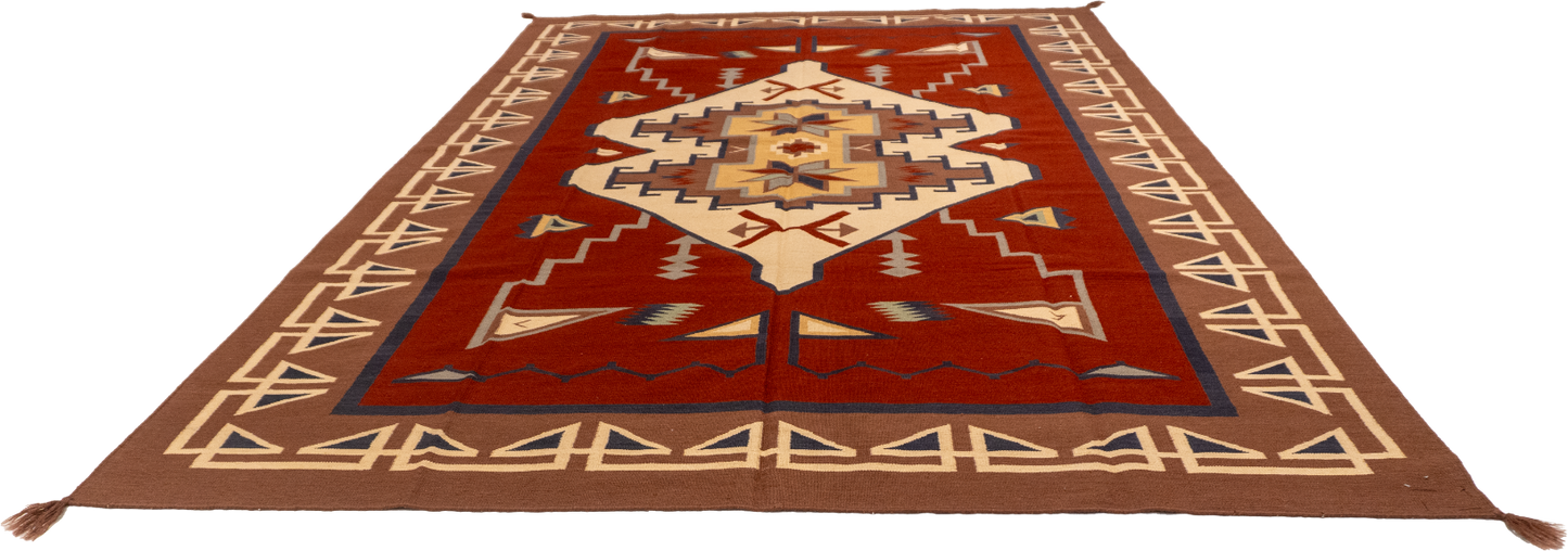 W 7.10 L 11.11 Navajo 100% Wool Hand-Woven All-Over Design - 61638
