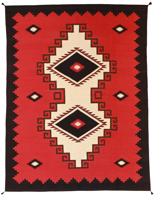 9 x 11.10 - Navajo Fine/Wool Geometric Rectangle - Finest Hand-Made Quality Wool — 61641