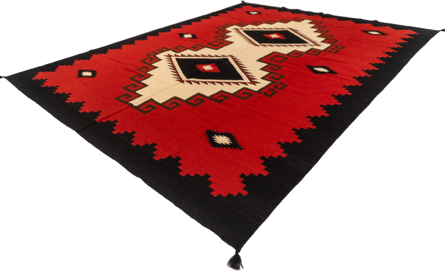 W 9 L 11.10 Navajo 100% Wool Hand-Woven Geometric Design - 61641