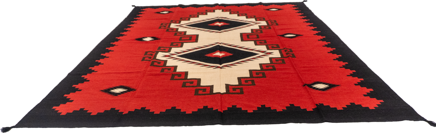 W 9 L 11.10 Navajo 100% Wool Hand-Woven Geometric Design - 61641