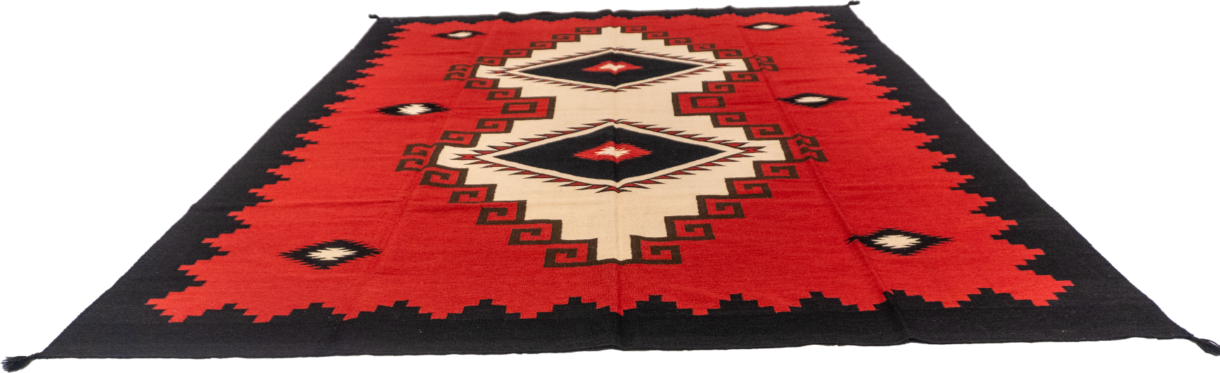 W 9 L 11.10 Navajo 100% Wool Hand-Woven Geometric Design - 61641