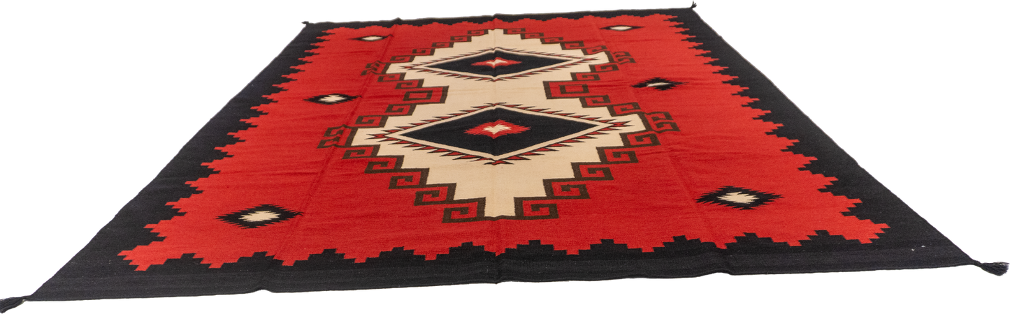 W 9 L 11.10 Navajo 100% Wool Hand-Woven Geometric Design - 61641