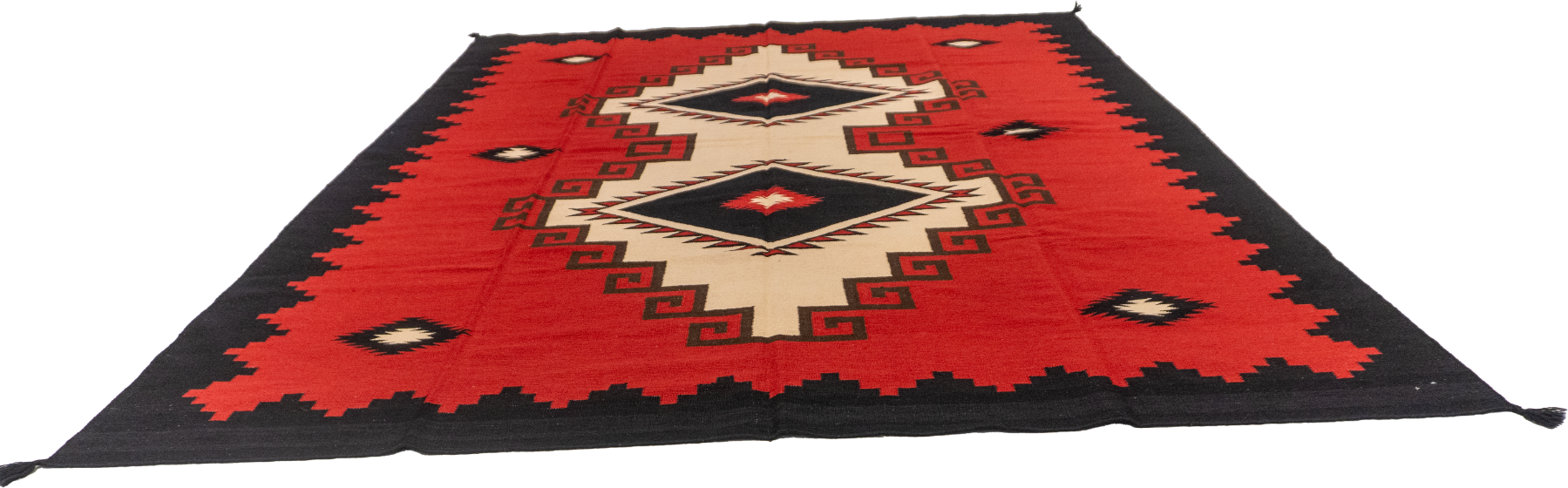 W 9 L 11.10 Navajo 100% Wool Hand-Woven Geometric Design - 61641