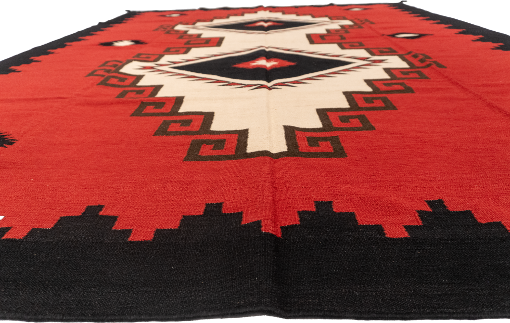 W 9 L 11.10 Navajo 100% Wool Hand-Woven Geometric Design - 61641